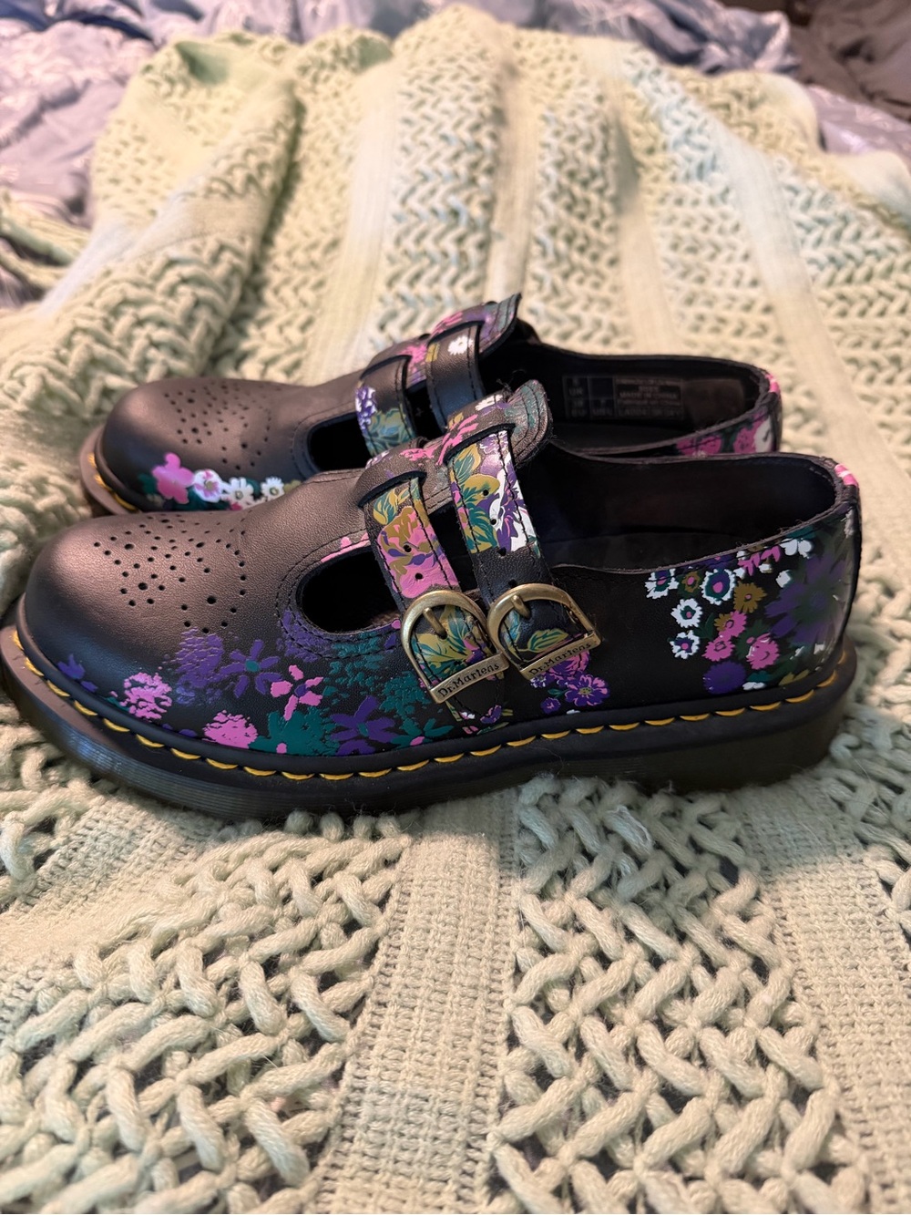 Dr. Martens women’s Black Floral Double-Buckle Mary Janes - Picture 4 of 7